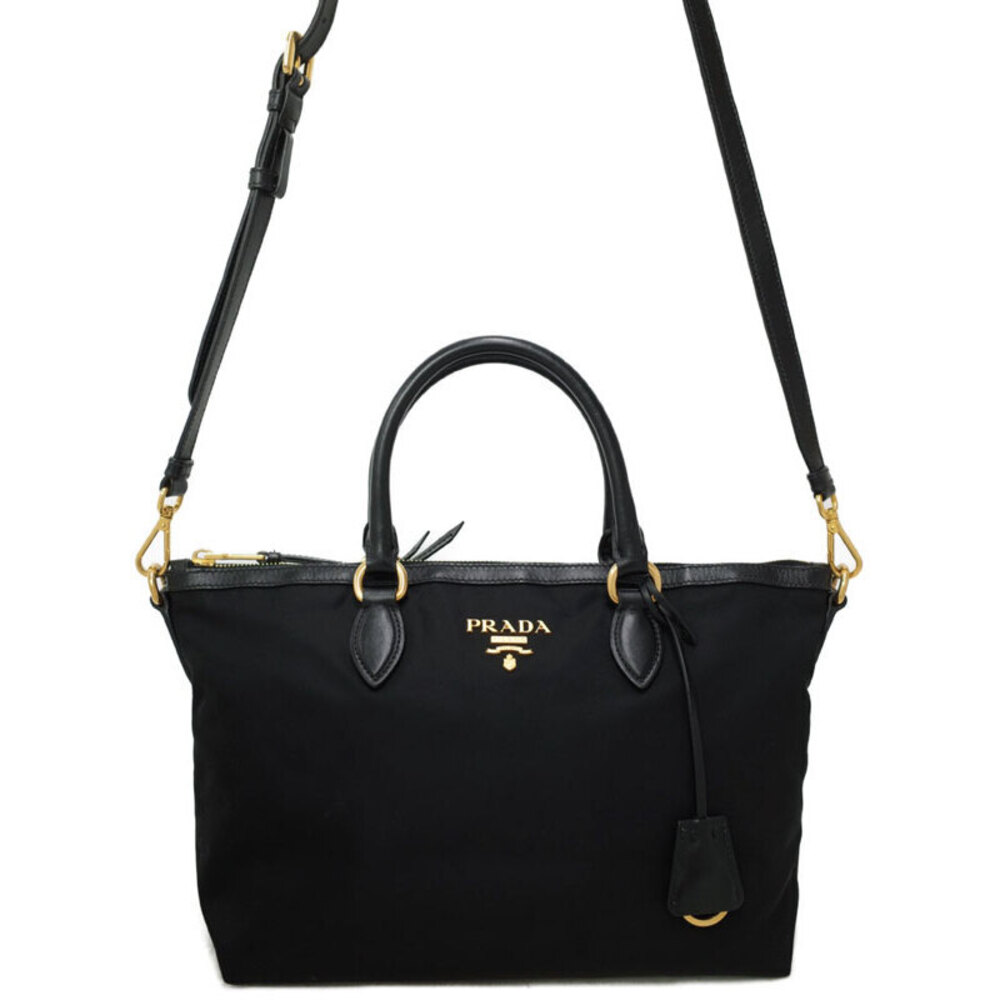 Prada Bag Tote Black Tessuto Leather Saffiano Crossbody - Picture 2 of 9